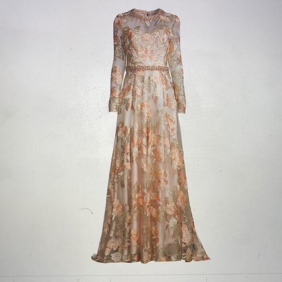 Mac Duggal Dresses Mac Duggal Iridescent Floral Lace Aline Gown